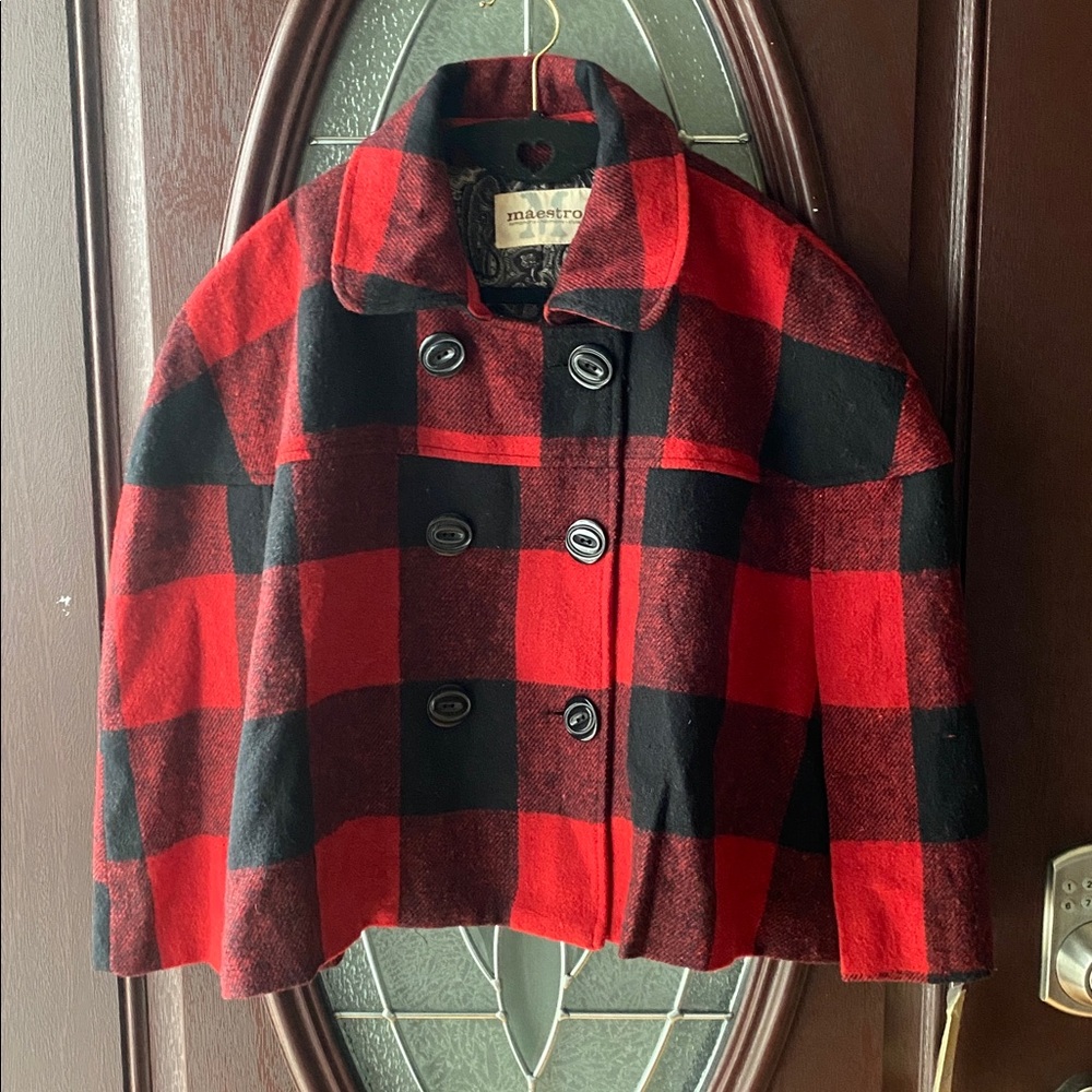 NWT Maestro Red Buffalo Plaid Cape